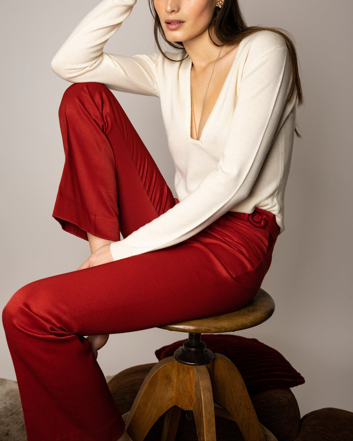 Pantalon flare rouge grenat - FREYJA