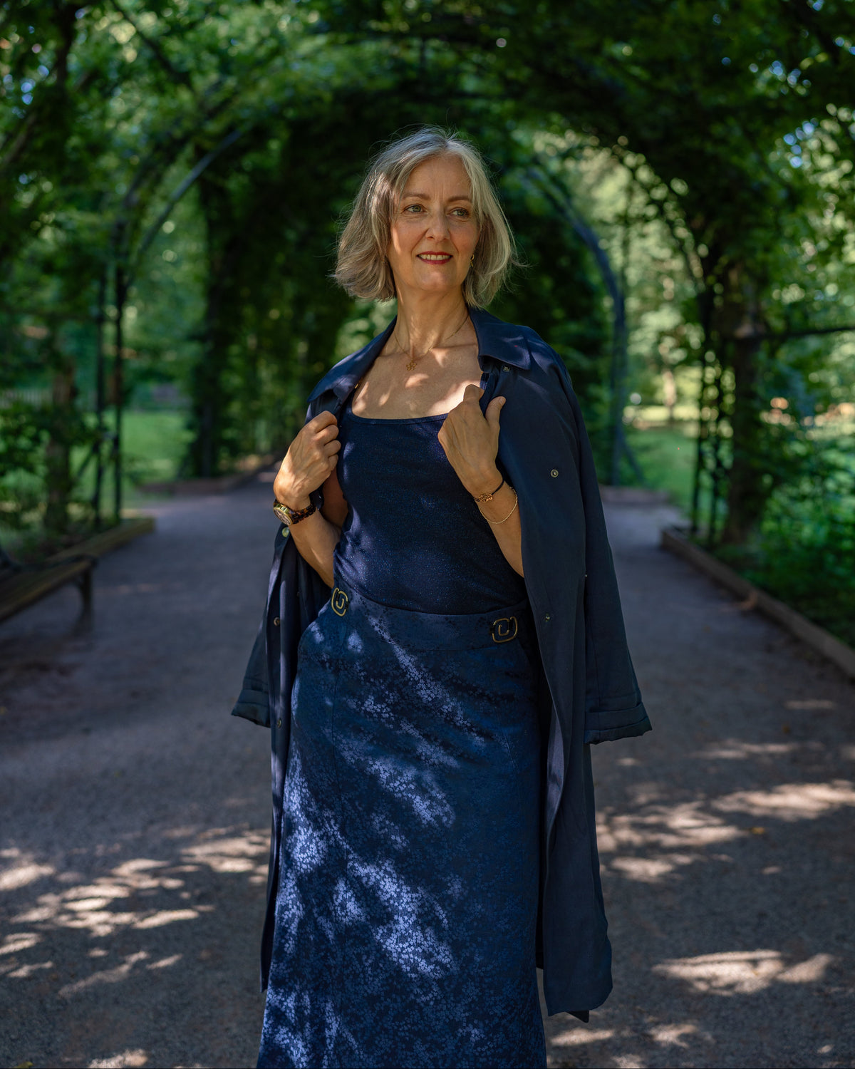 Jupe midi bleu marine - FLORA