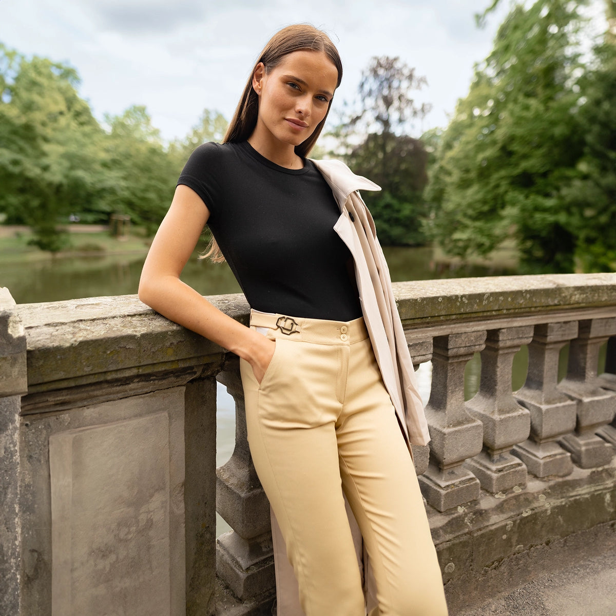 Pantalon cigarette sable - CYRÈNE