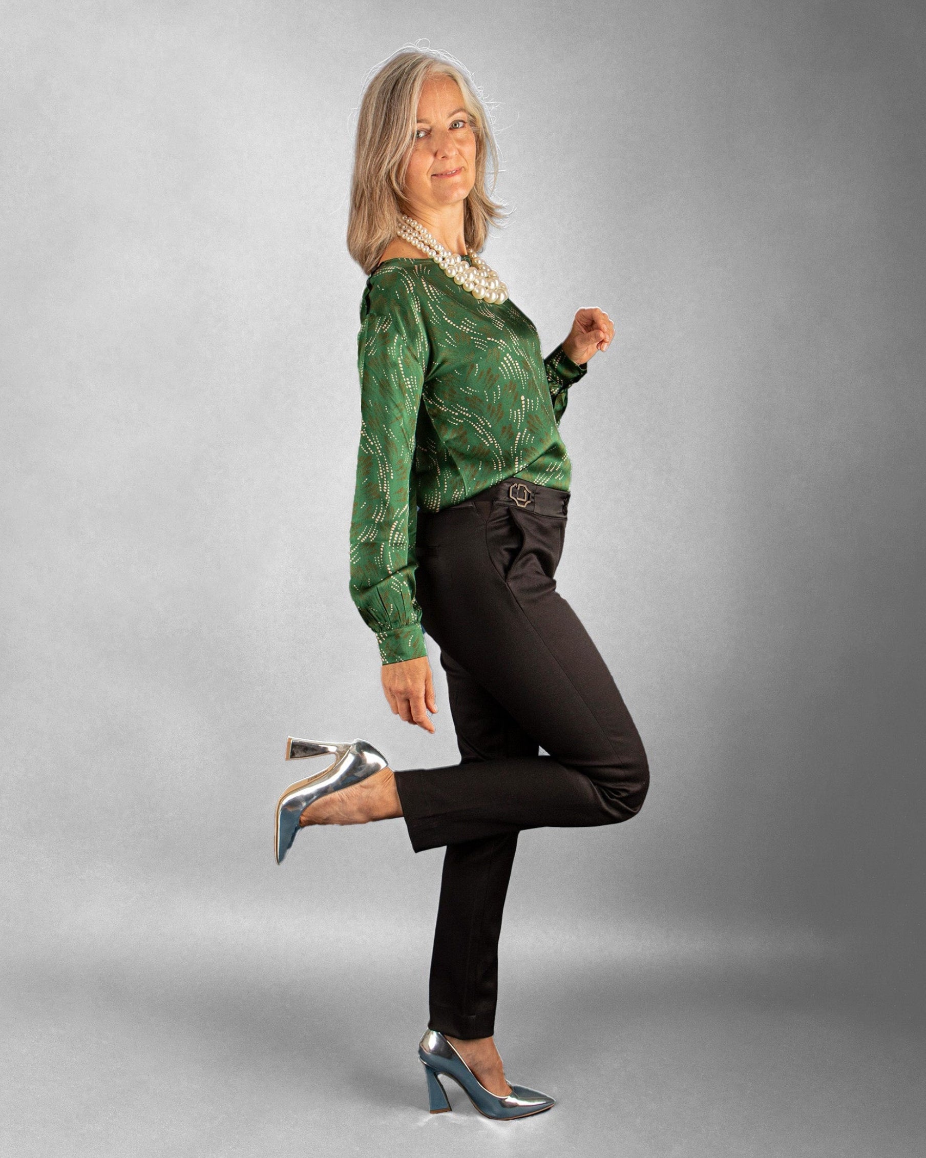 Pantalon ASUR Cyrene noir coupe cigarette ajustable