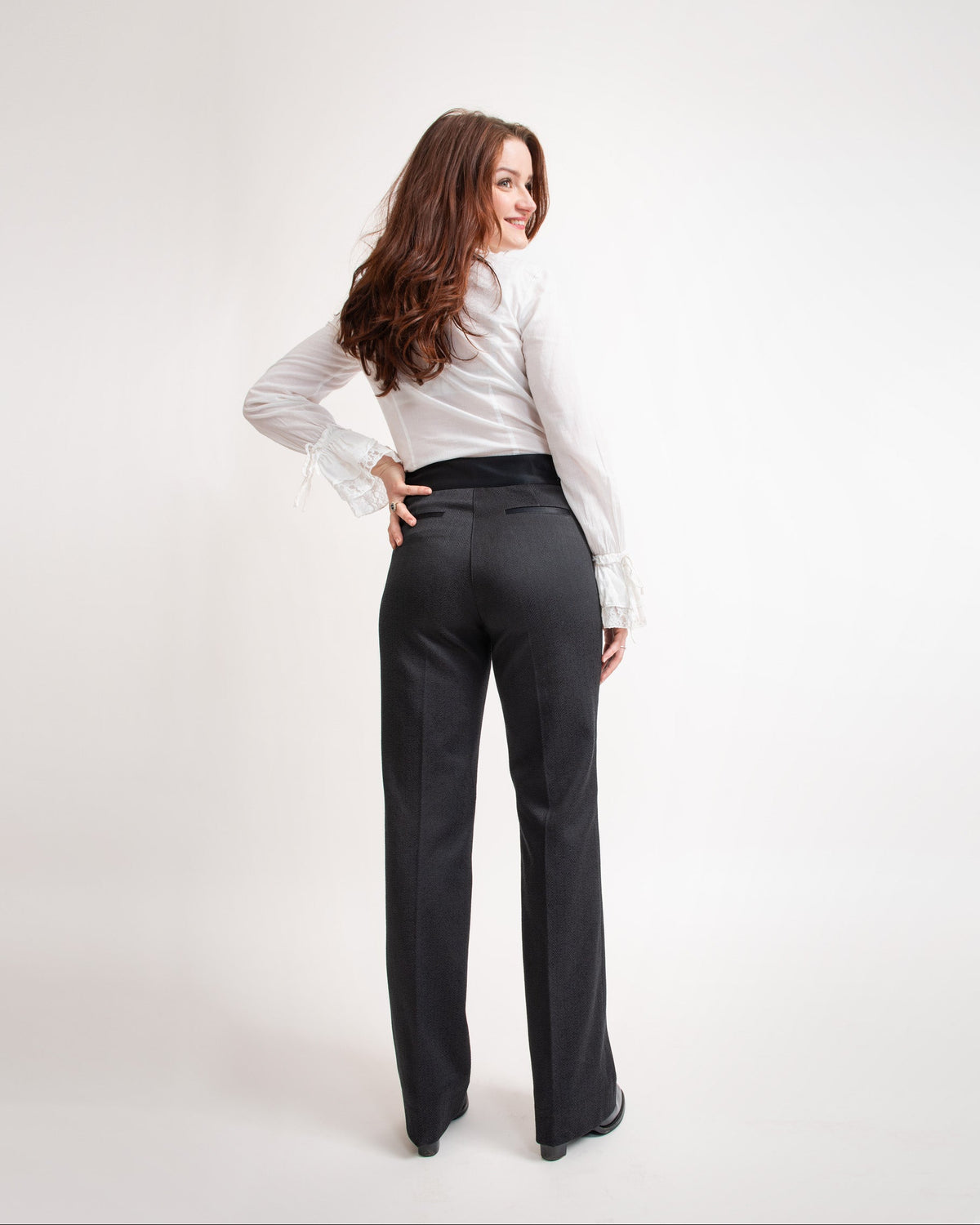 Pantalon large et droit noir éclat - CARMEN NOVA