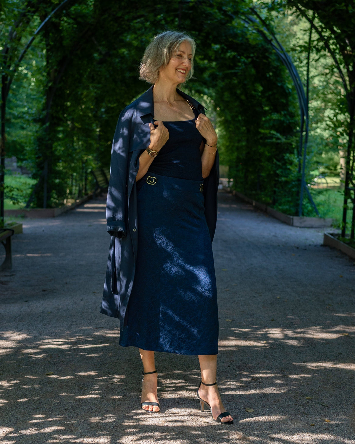 Jupe midi bleu marine - FLORA