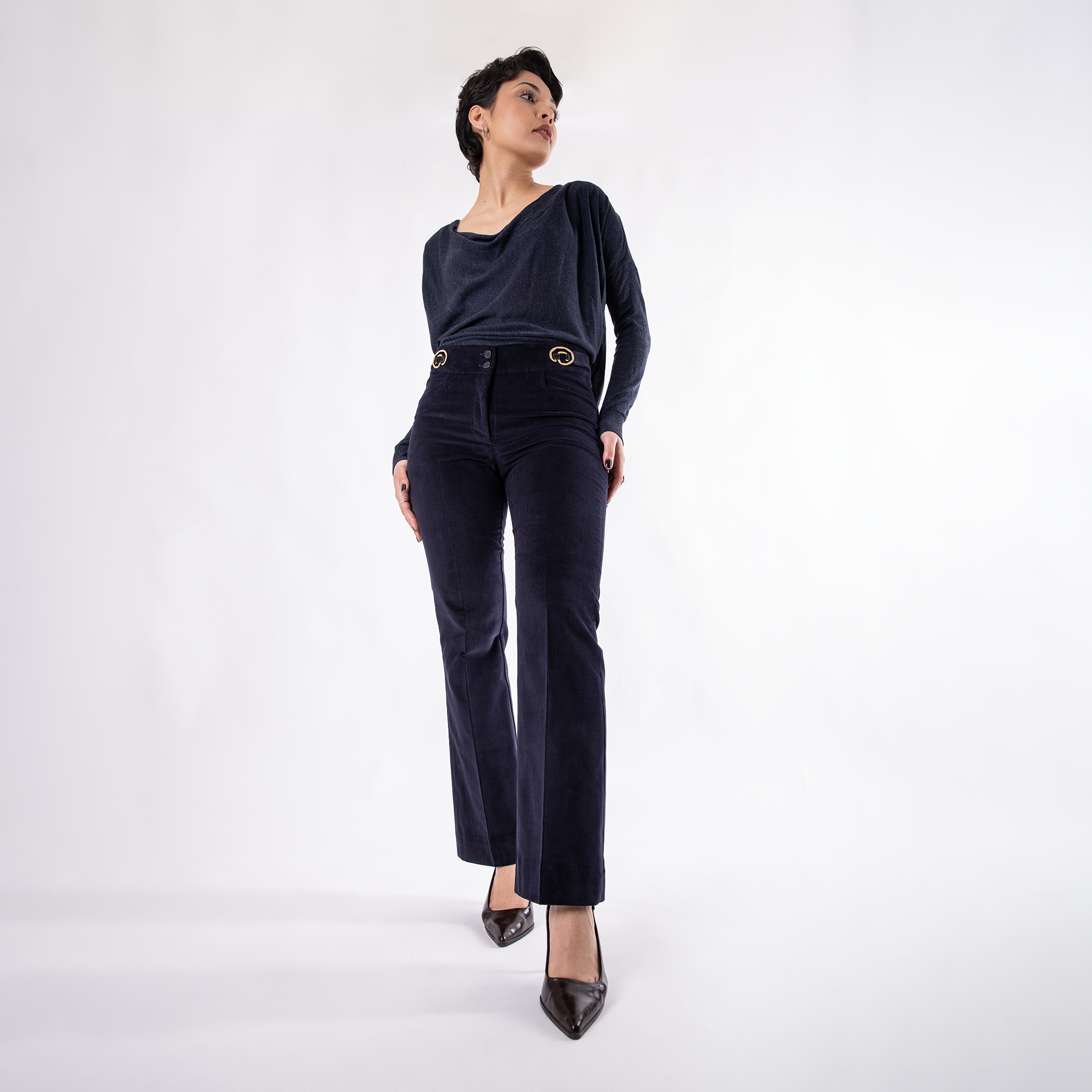 Pantalon Freyja Velours Bleu