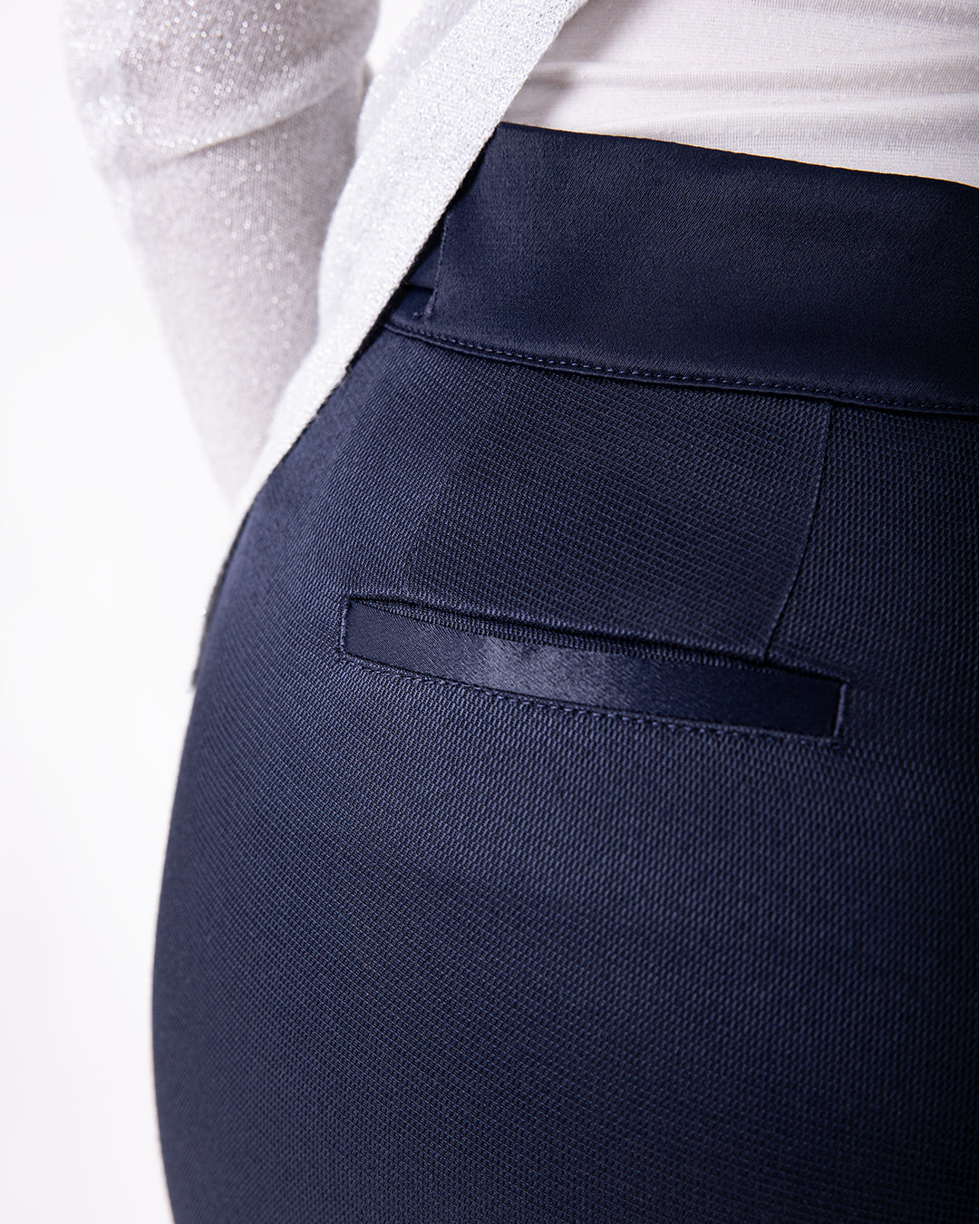 Pantalon ASUR Cyrene bleu marine coupe cigarette ajustable