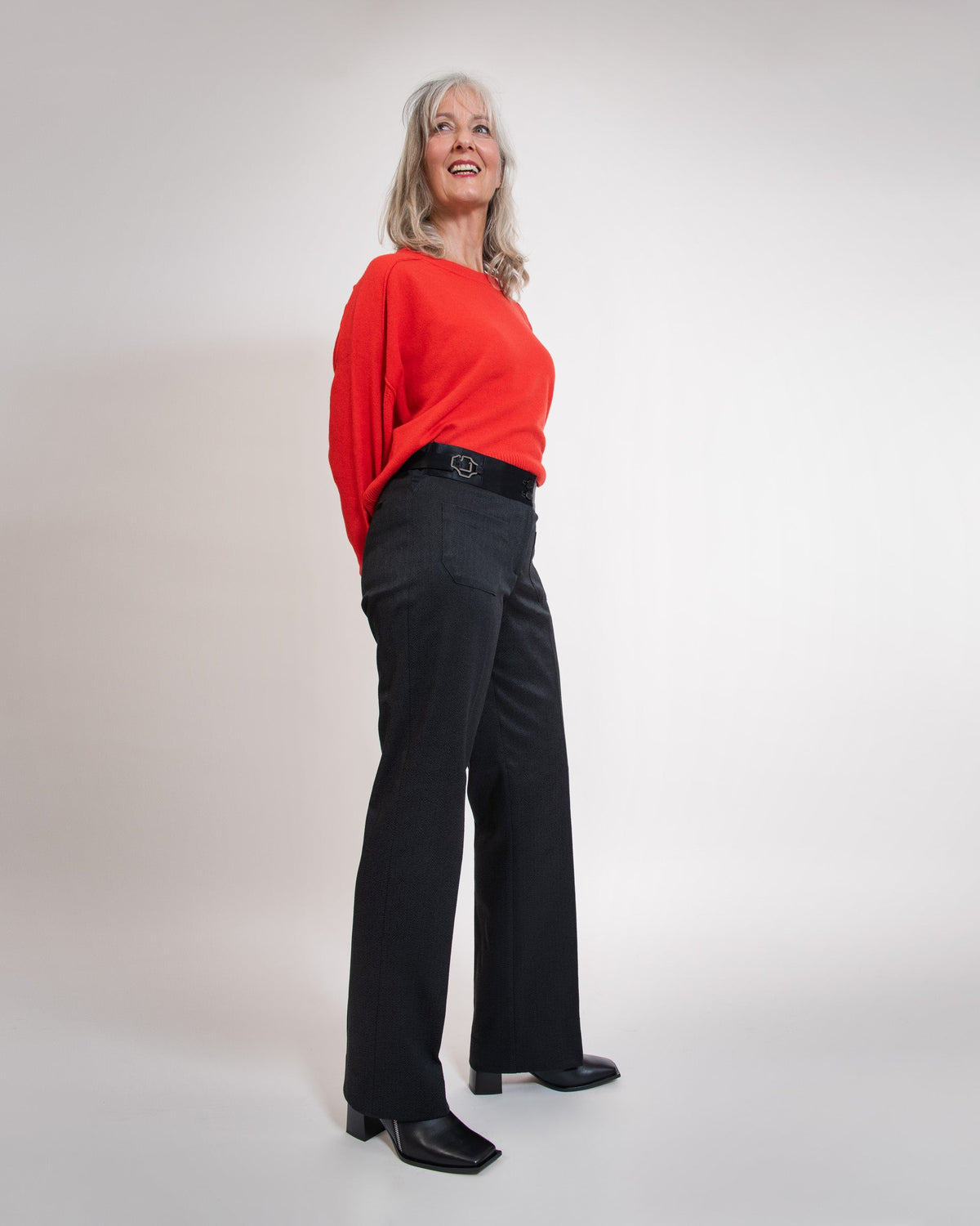 Pantalon large et droit noir éclat - CARMEN NOVA